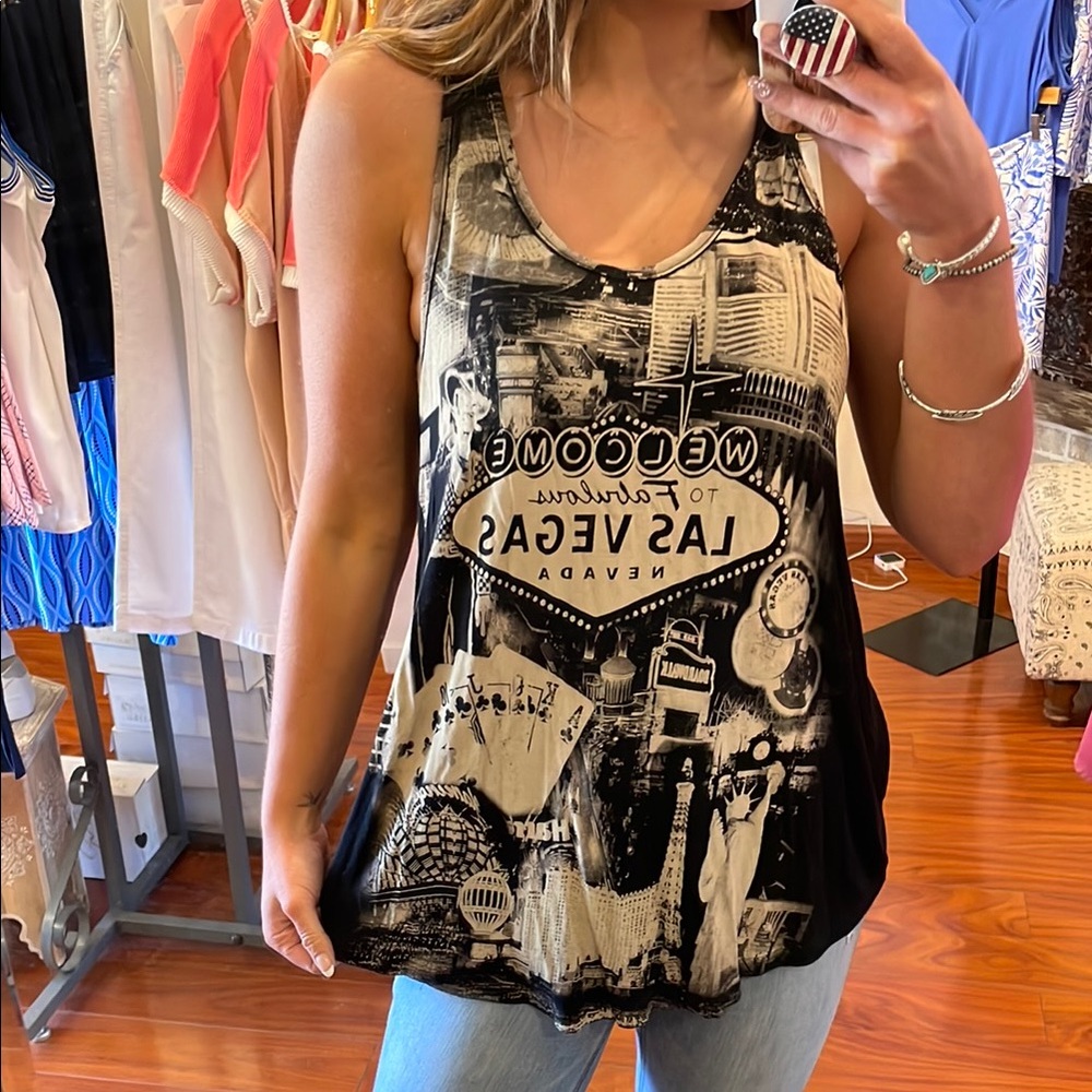 Las Vegas Black Graphic Tank Top